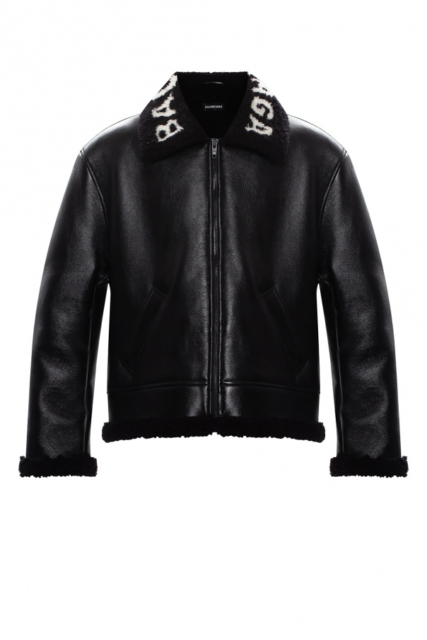 Mens balenciaga leather jacket best sale